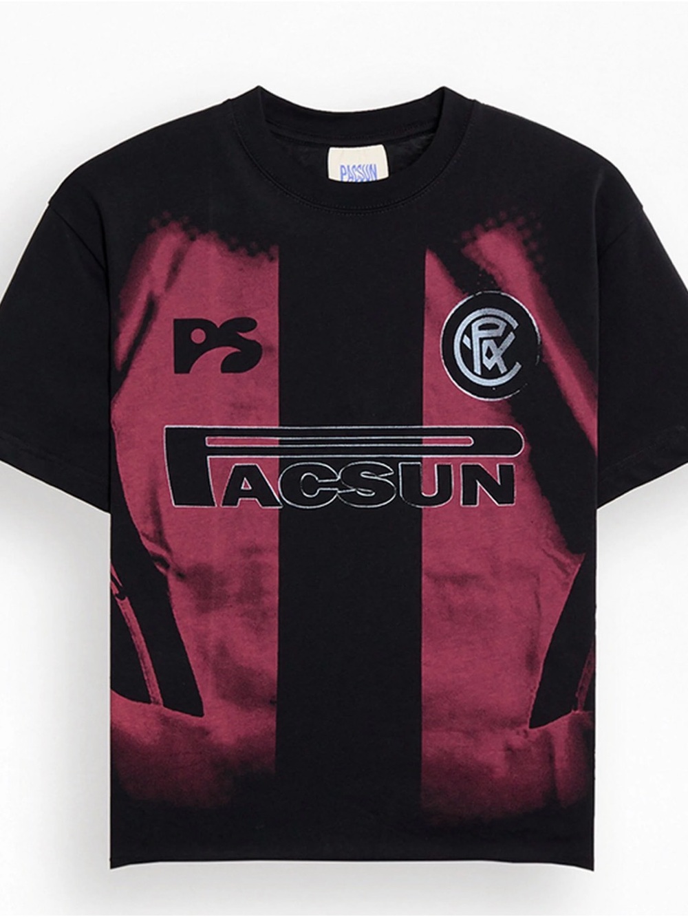 PacSun Black and Burgundy Graphic Short Sleeve Tee